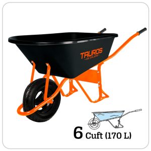 CARRETILLA TAUROS PLASTICA NEGRA 170 LTS C/RUEDA 3 ASPAS