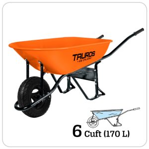 CARRETILLA TAUROS NARANJA GRANDE 170 LTS C/RUEDA 3 ASPAS