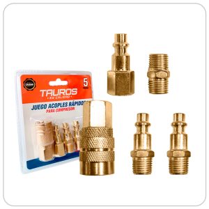 JUEGO TAUROS ACOPLES RAPIDOS 5.PCS BRONCE P/COMPRESOR