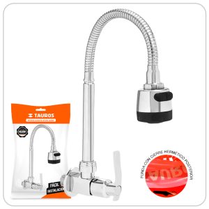 LLAVE TAUROS FREGADERO FLEXIBLE PARED CROMADA T/DUCHA PALETA