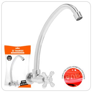 LLAVE TAUROS fregadero GANZO PARED CROMADA CRUZ